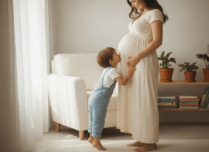 Babybauchfoto mit Geschwisterkind