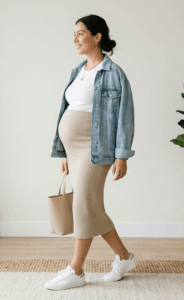 Basic Umstandsmode Rock Jeansjacke