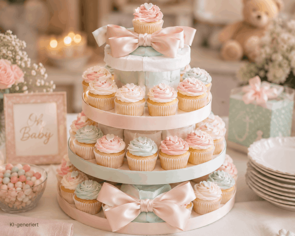 Windeltorte-Cupcakes im Turm